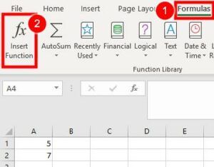 Basic Excel Formulas Insert function