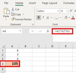 Excel multiplication formula