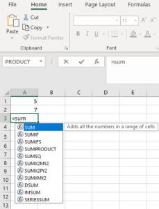 Manual insert Excel formula