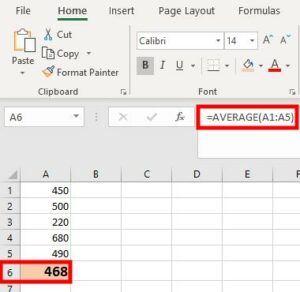 Average Excel formula