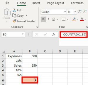 Counta Excel formula