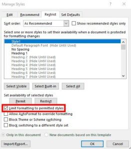 Limit Formatting to Permitted Styles