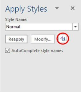 Access to Styles shortcut