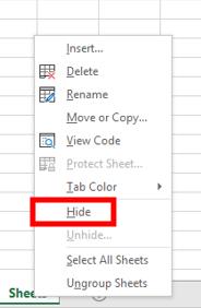 how to hide an excel tab