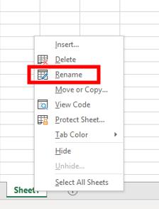 how to rename excel tab