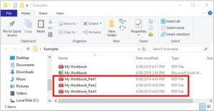 Worksheets split into separate PDF files