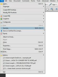 Adobe Acrobat Save As