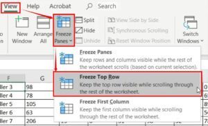 How to Freeze Top Row in Excel - freeze panes option 1