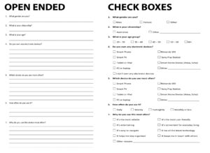 Open Ended Questions vs Check Boxes