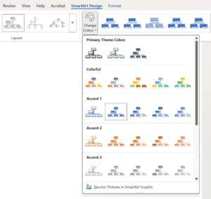 Change organisational chart colours
